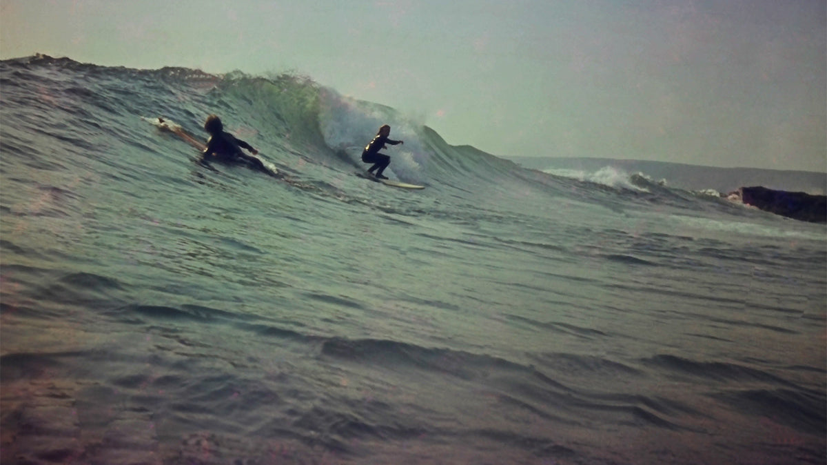 film photo of surfer in Cornwall in the 70s