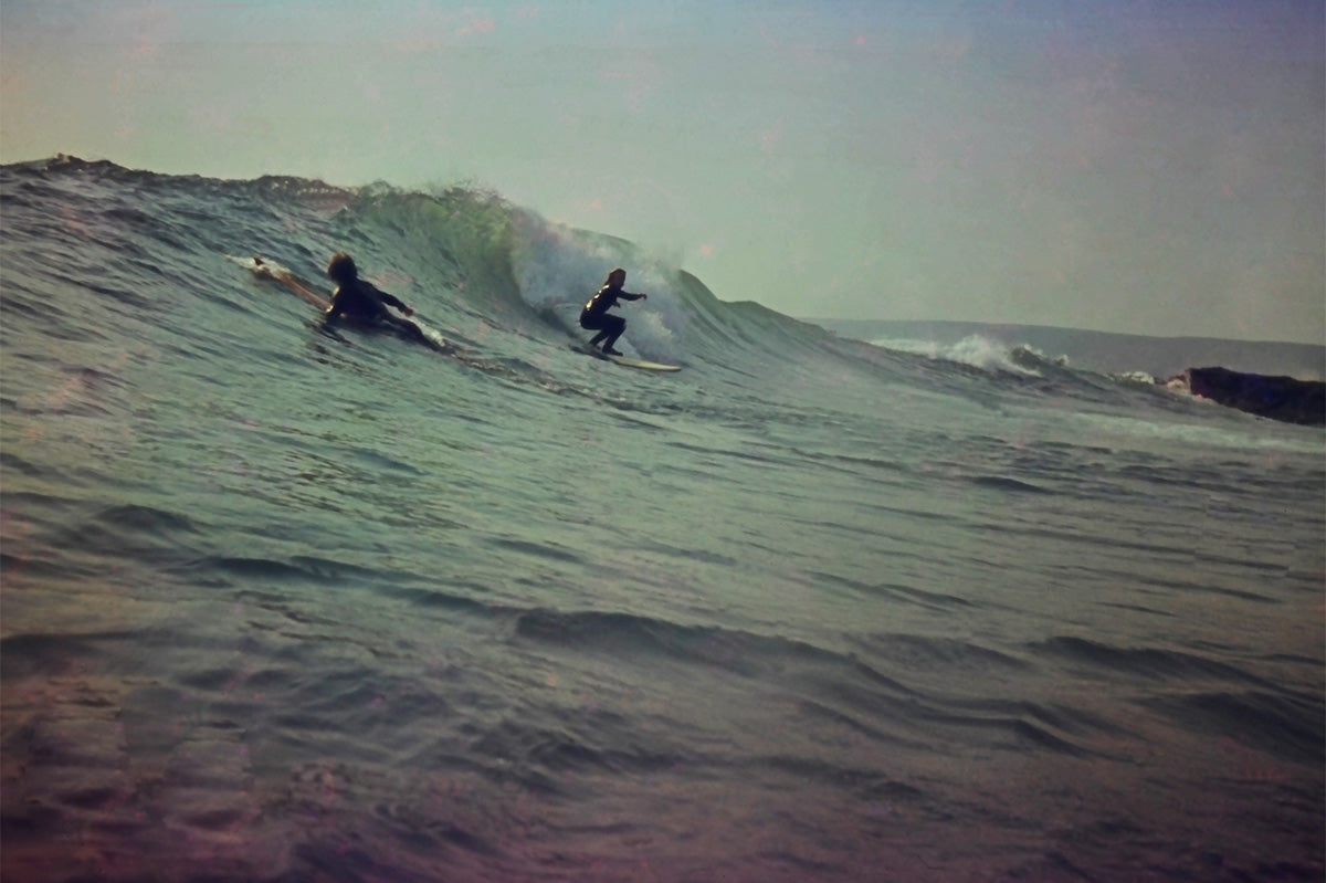 film photo of surfer in Cornwall in the 70s